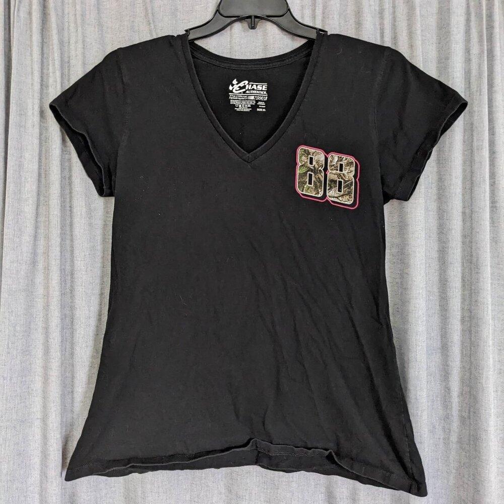 NASCAR Chase Authentics Women's T Shirt XL Dale Jr 88 Black Camo Pink Racing